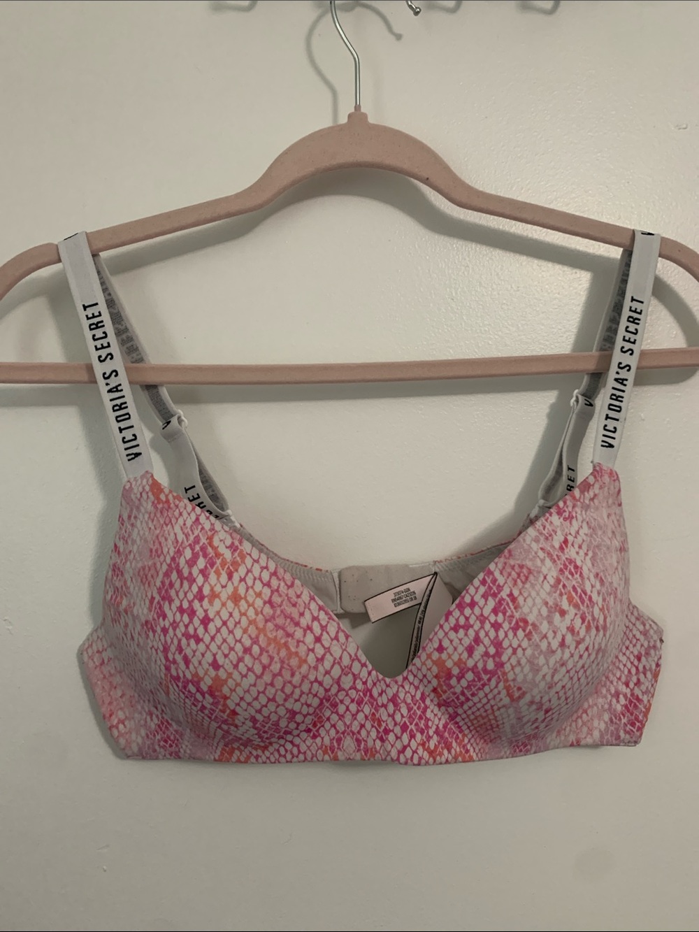 Victoria's Secret Pink & White Printed Wireless Bra 36B